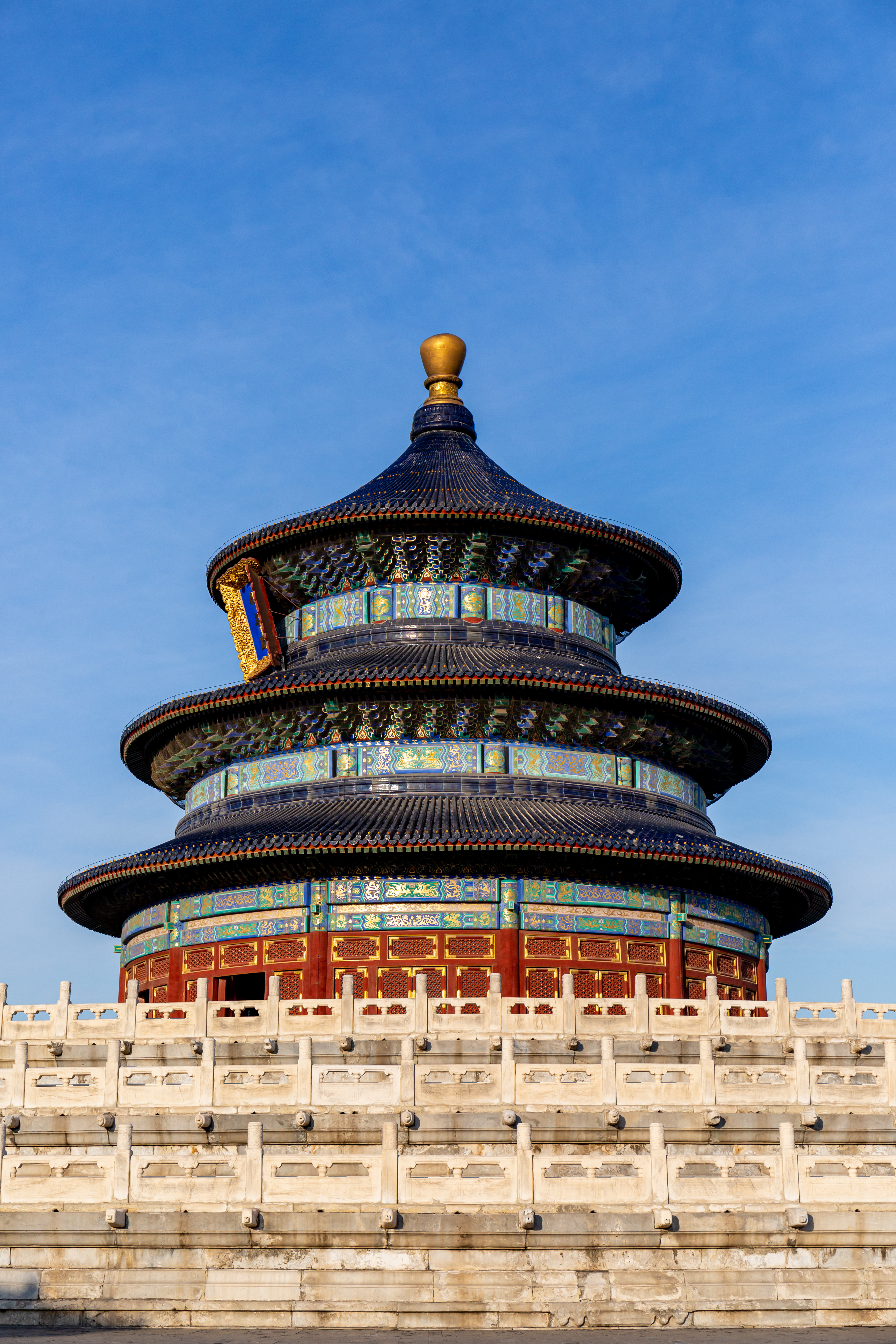 The Hall of Prayer for Good Harvests at the Temple of Heaven against a clear Beijing sky