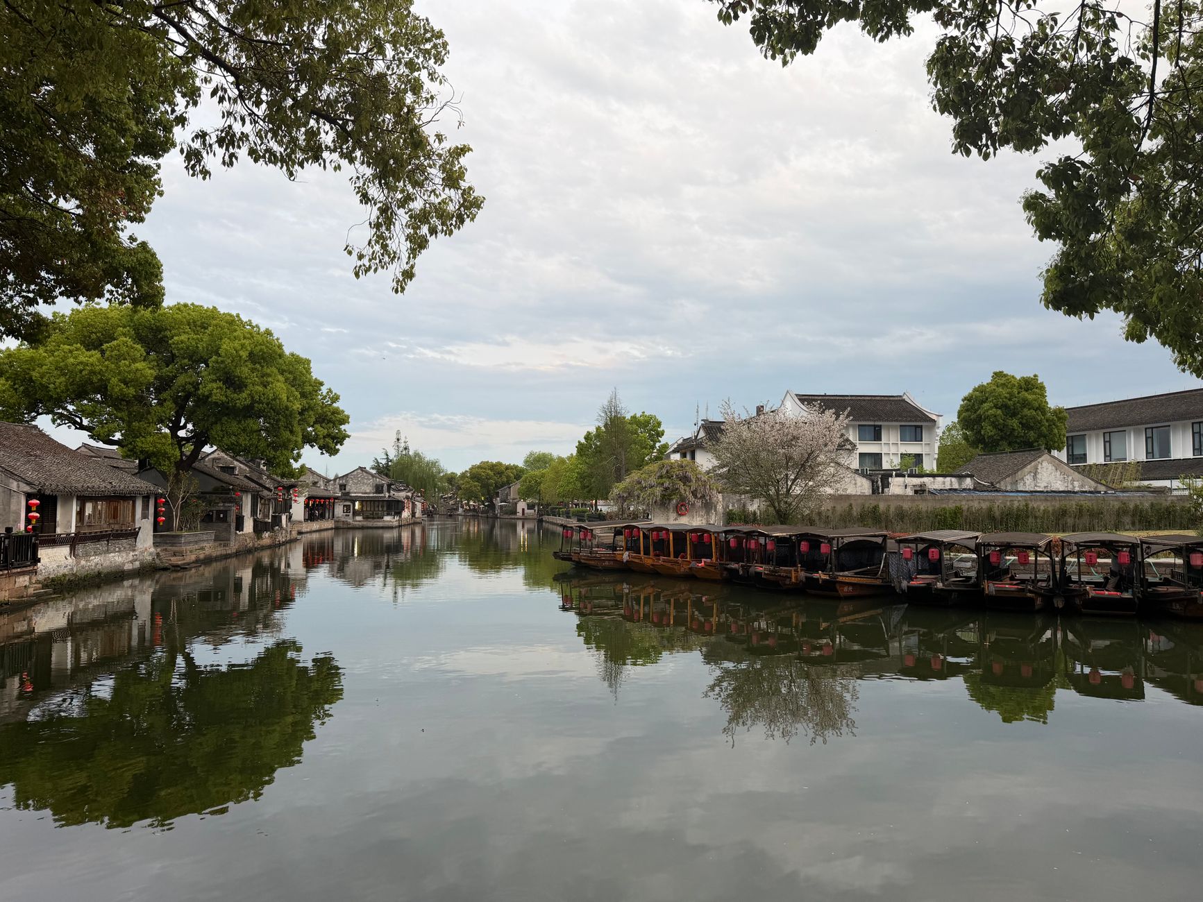 Canal lined with traditional waterside houses