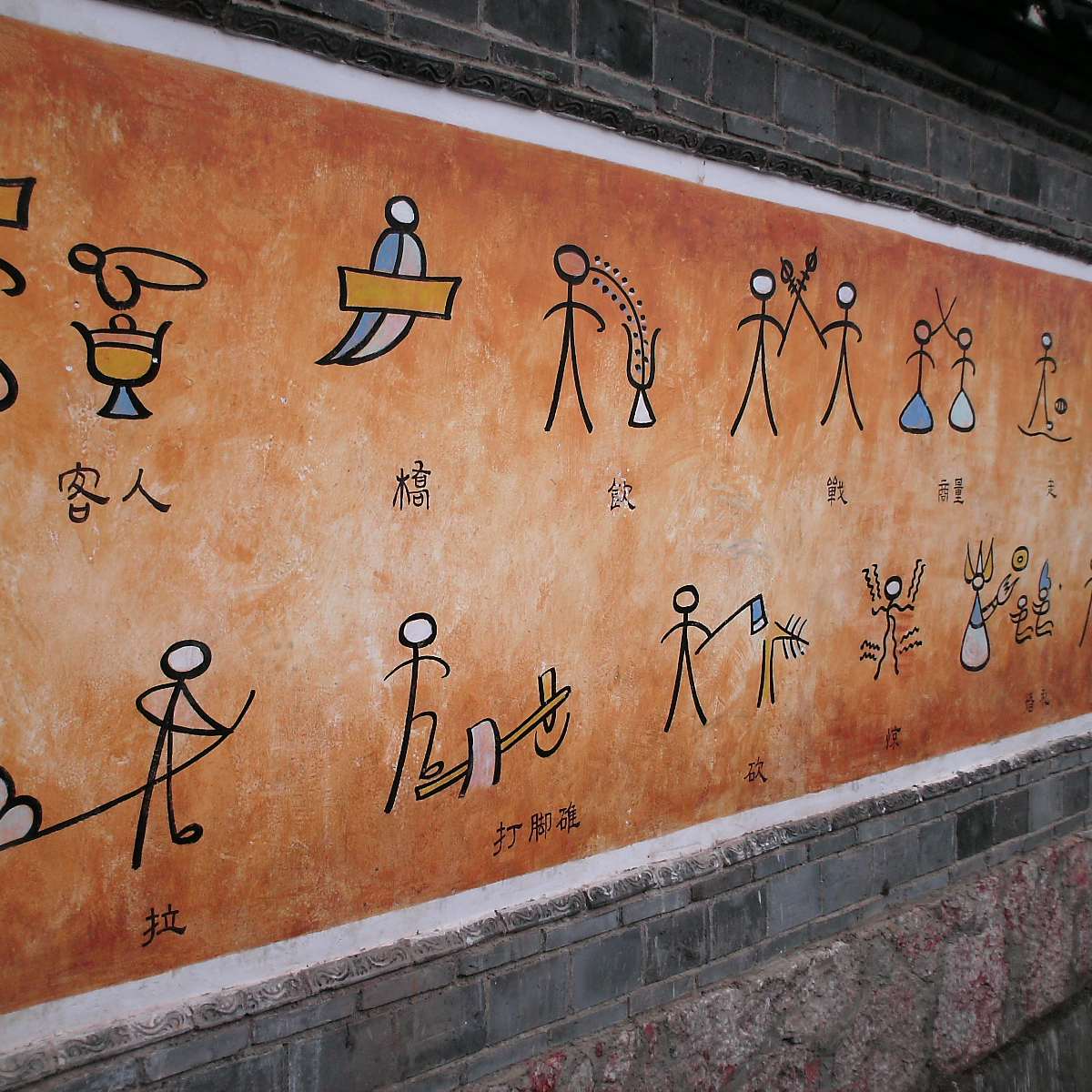 Mural de pictogramas dongba naxi en Baisha