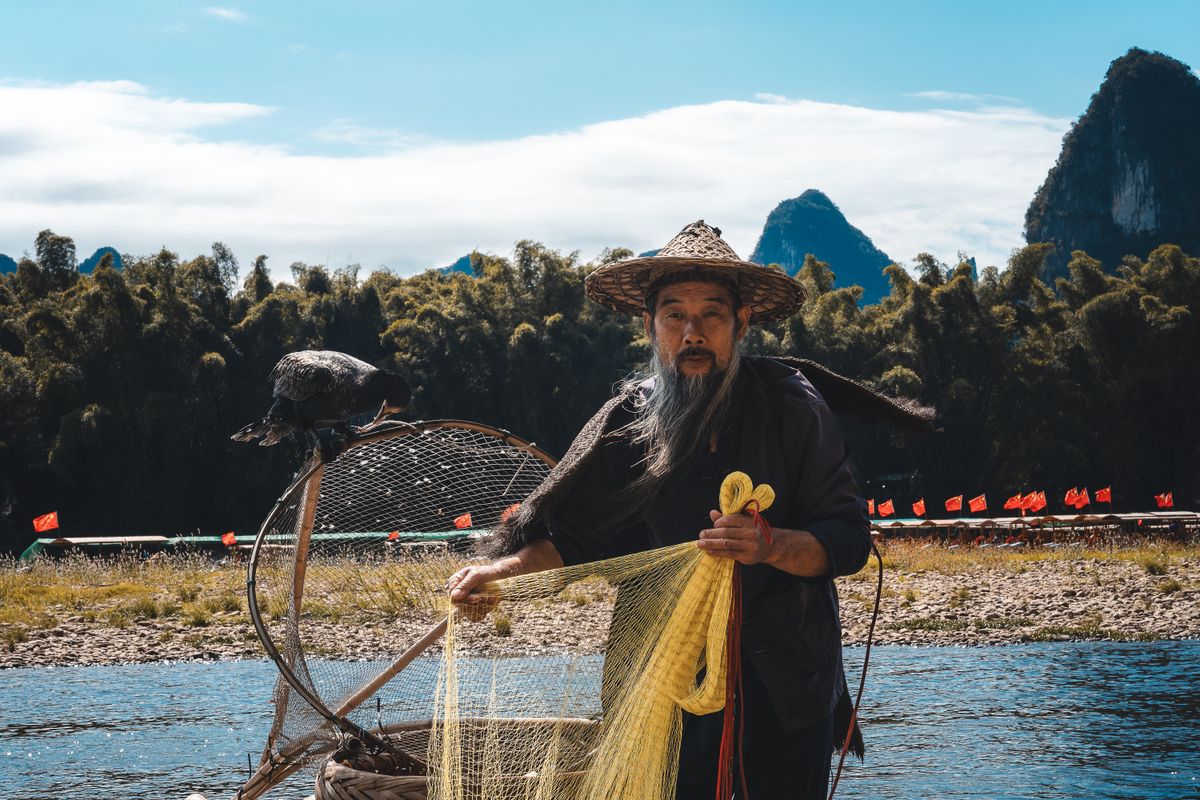 Recodo del río Li y picos kársticos vistos desde Xingping
