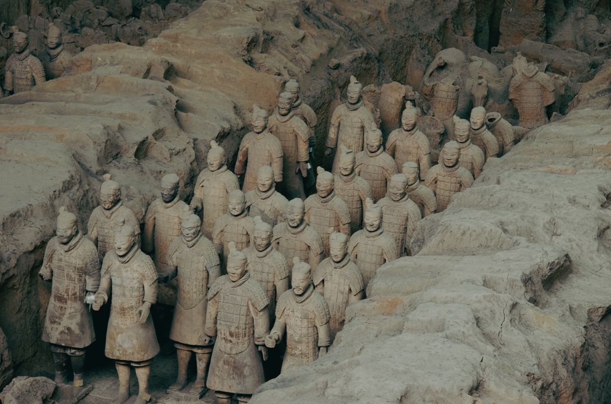 Terracotta Army excavation pit in Xi'an, China