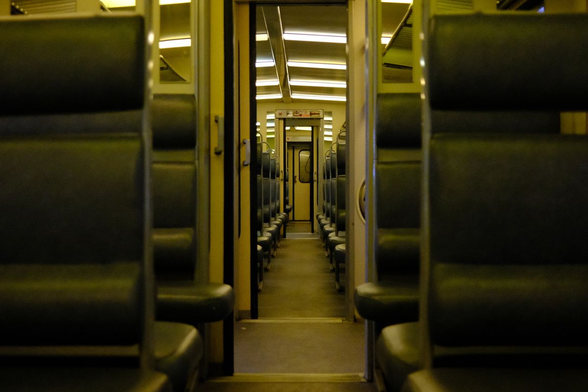 Seating car interior on a Chinese long-distance train