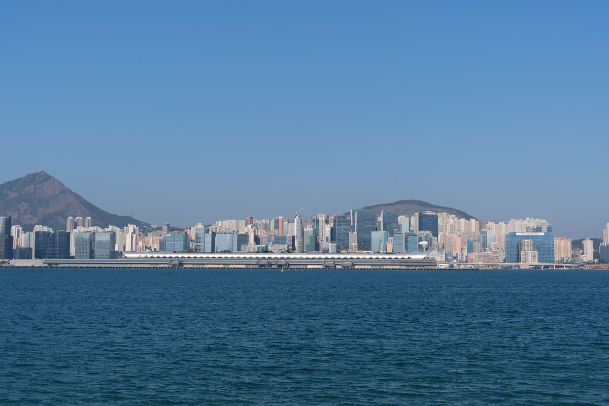 Hong Kong West Kowloon Station waterfront and skyline