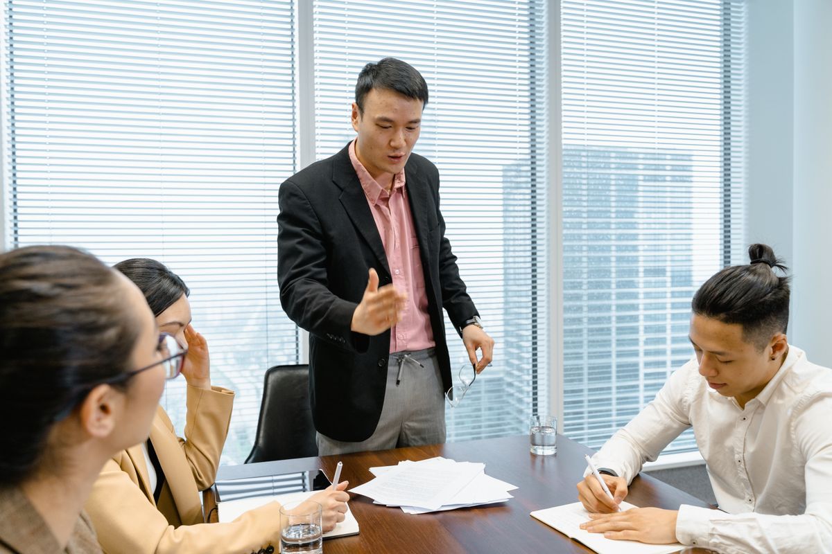 Business meeting in a Chinese office