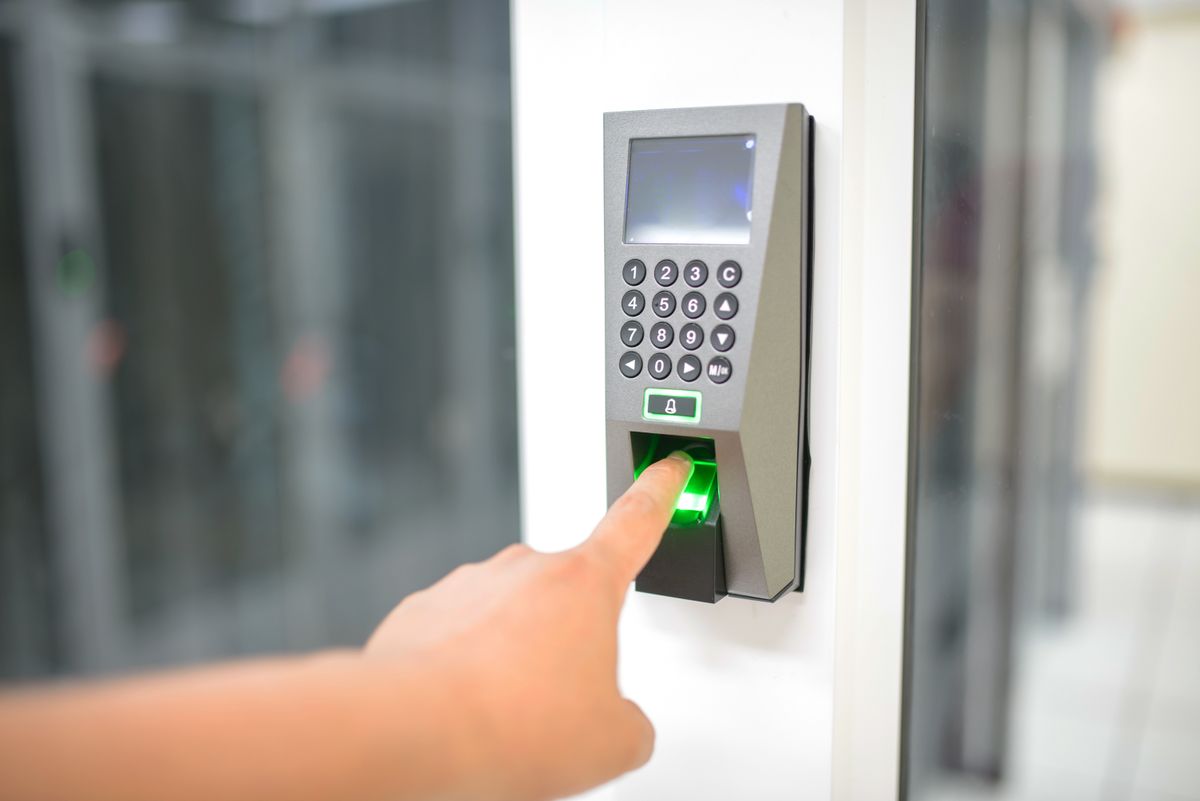Fingerprint scanner at a secure entry point