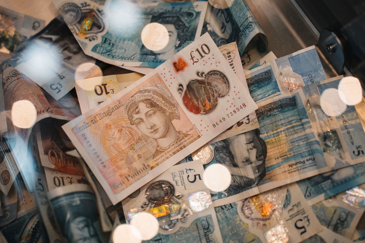British pound notes and coins