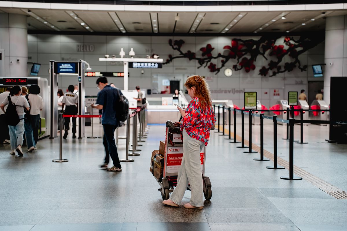 Airport terminal interior in Guangzhou, China