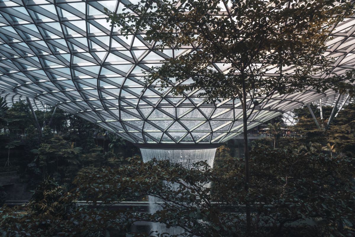 Rain Vortex waterfall inside Jewel Changi Airport, Singapore