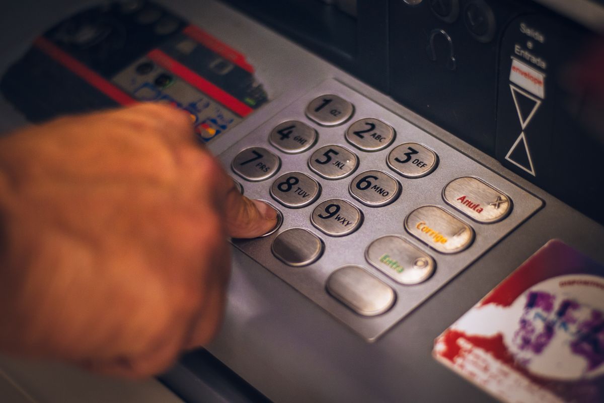 Close-up of an ATM keypad