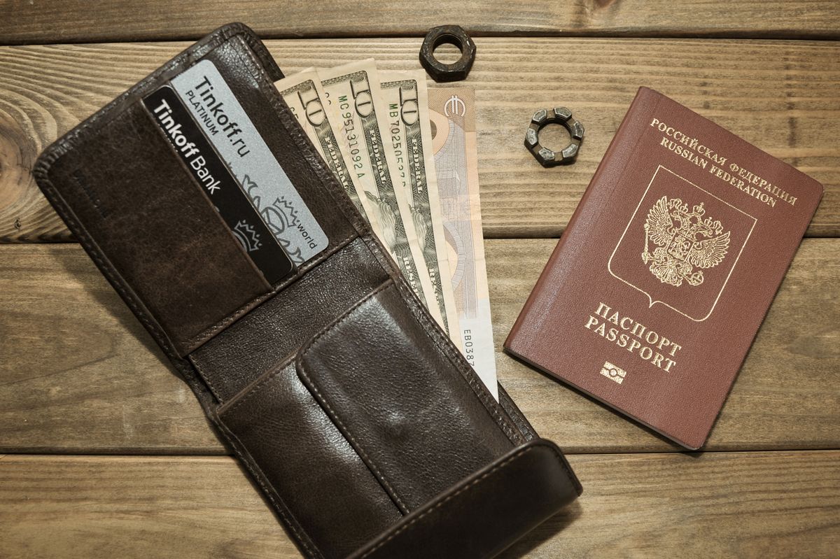 Travel wallet with a card and passport