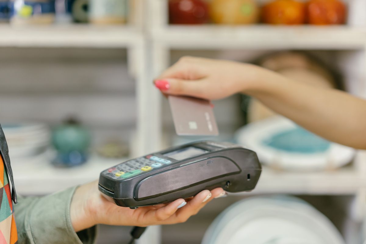 Tapping a card on a payment terminal