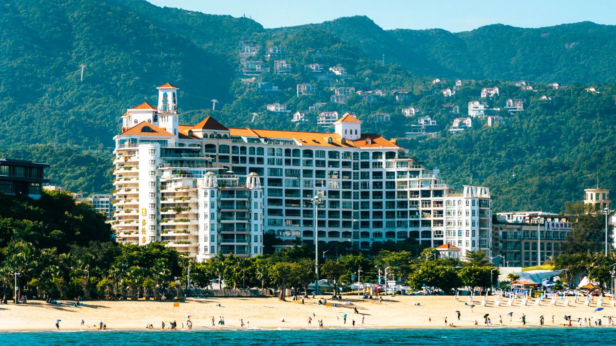 Beachfront resorts along the Sanya coastline in Hainan