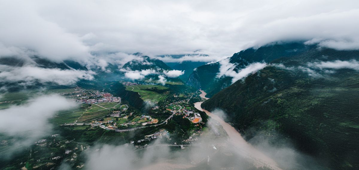 Aerial view of the Nujiang Valley in Yunnan