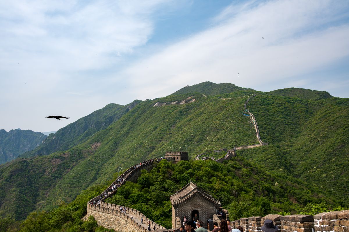 Summer crowds on the green Great Wall near Beijing