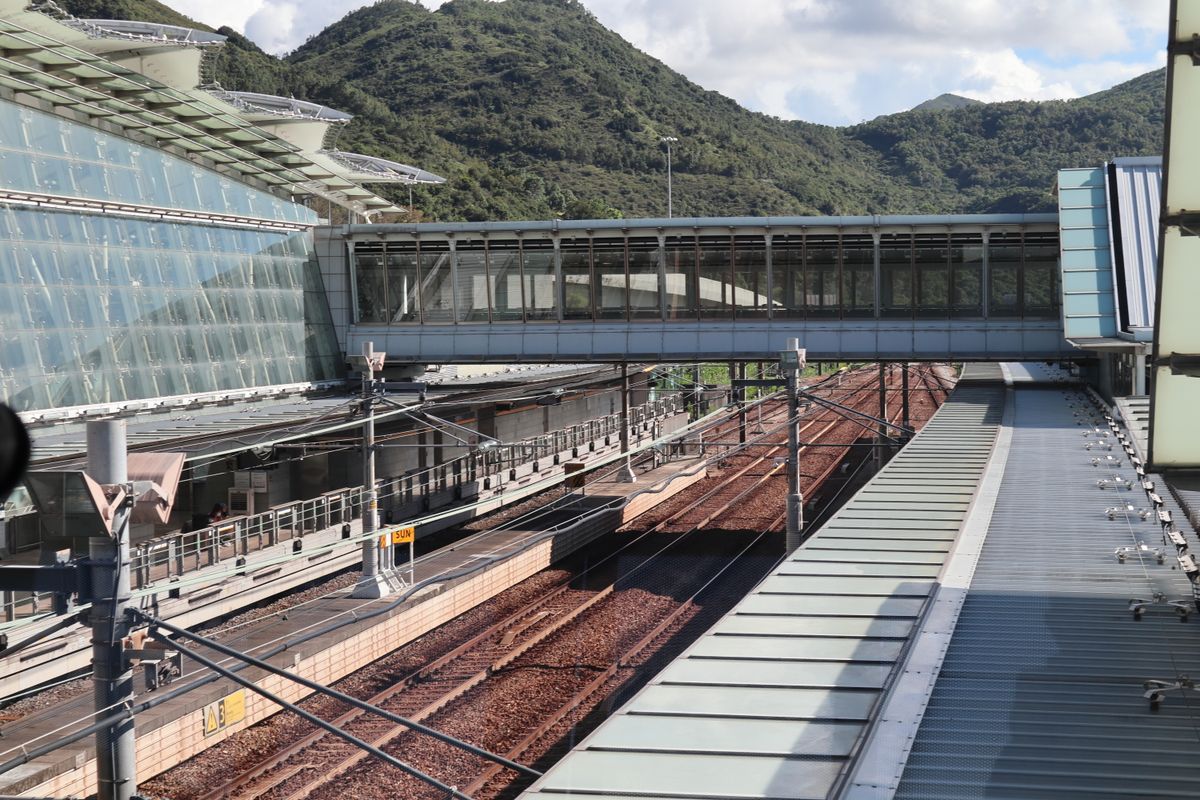 Contemporary railway station at Hong Kong's mountain edge
