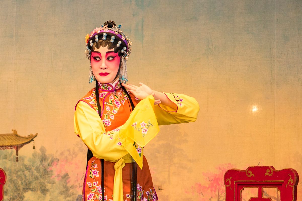 Chinese opera performer in traditional makeup