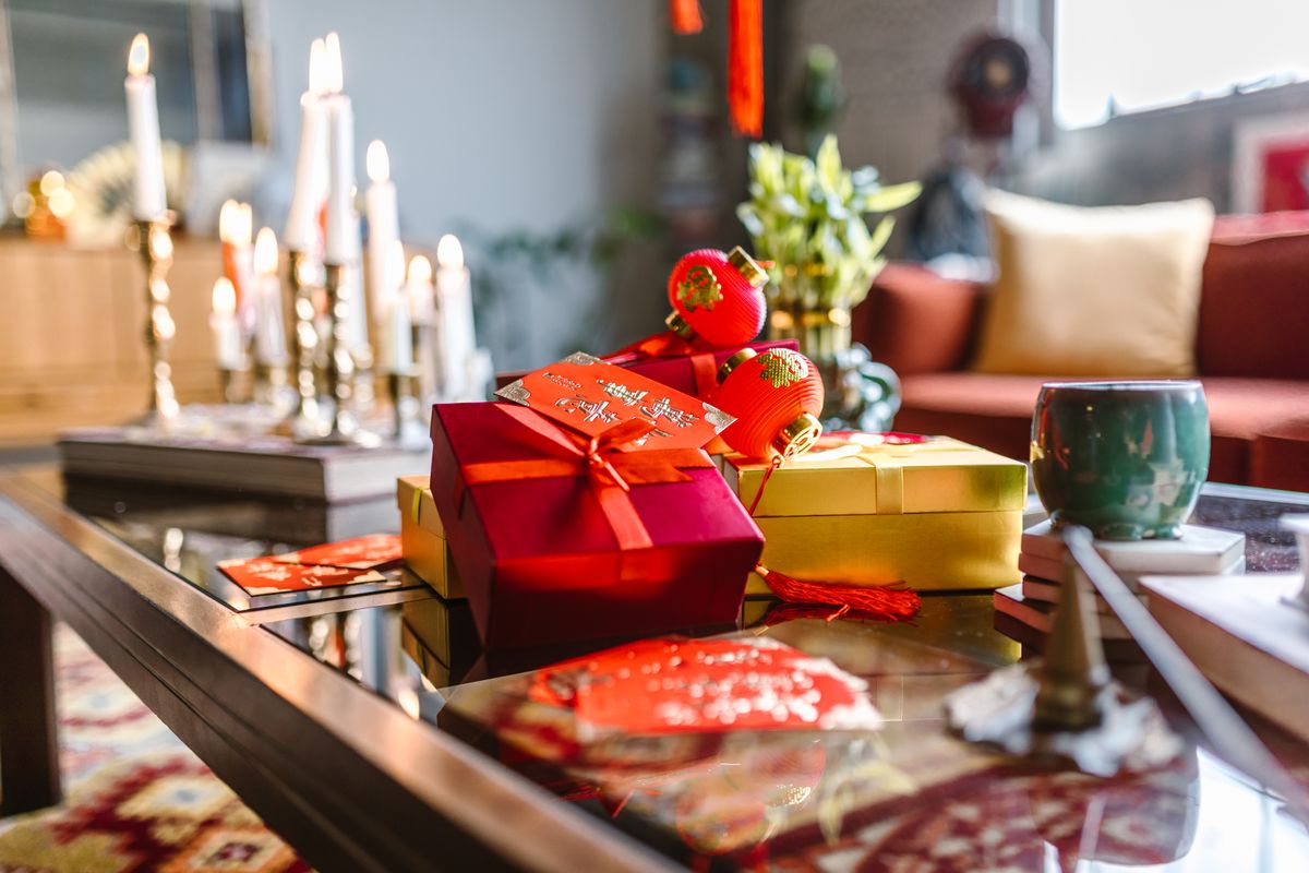 Red and gold gifts for a Chinese celebration