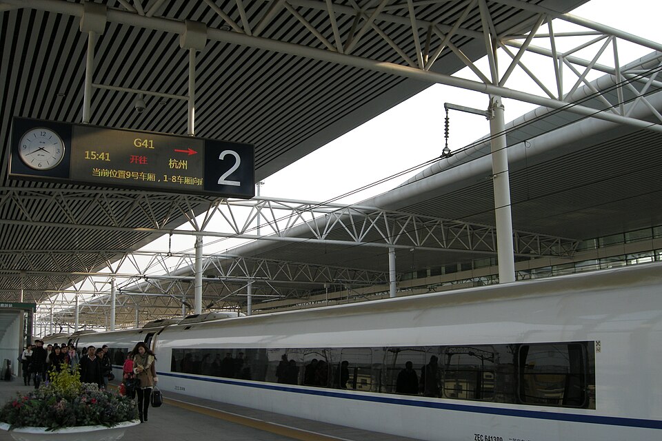 A high-speed train at Langfang station