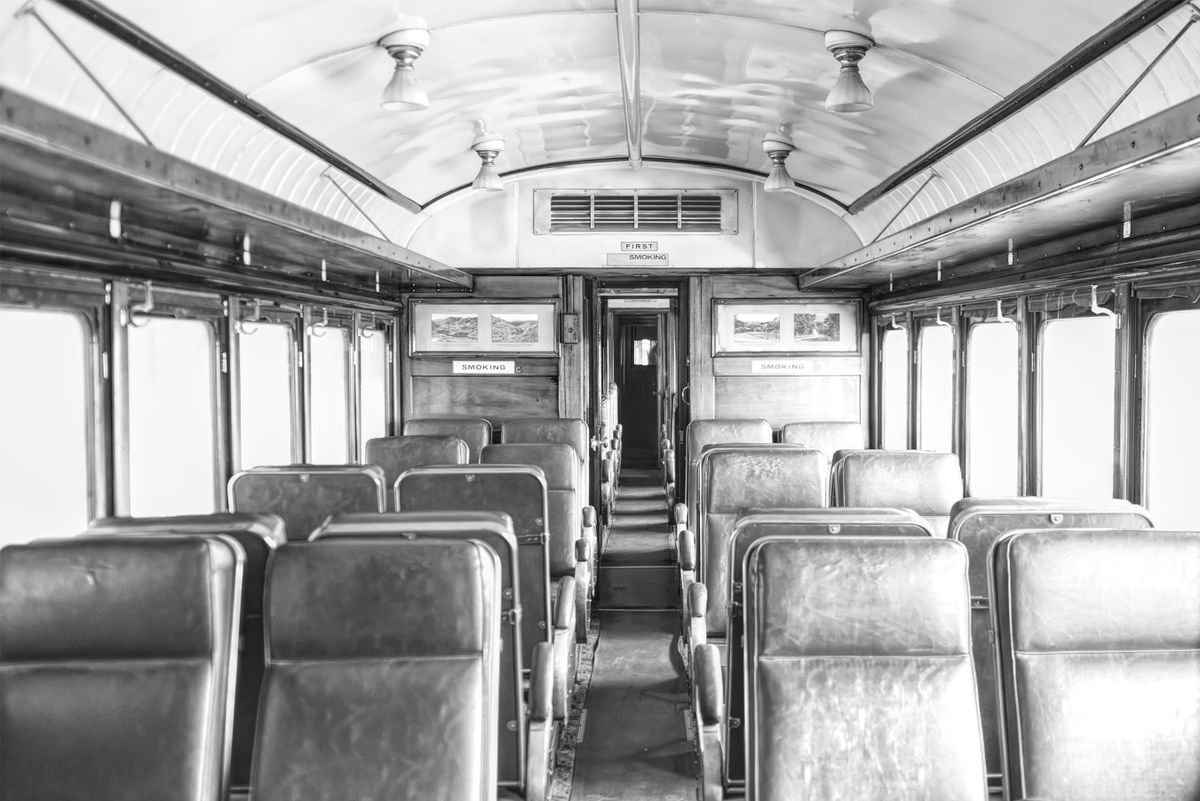 Interior of a classic tourism rail carriage